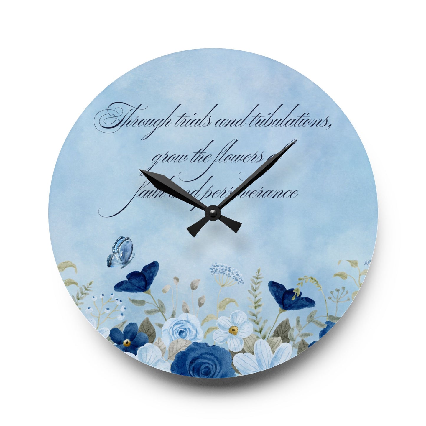 Flowers of Faith Acrylic Wall Clock -
