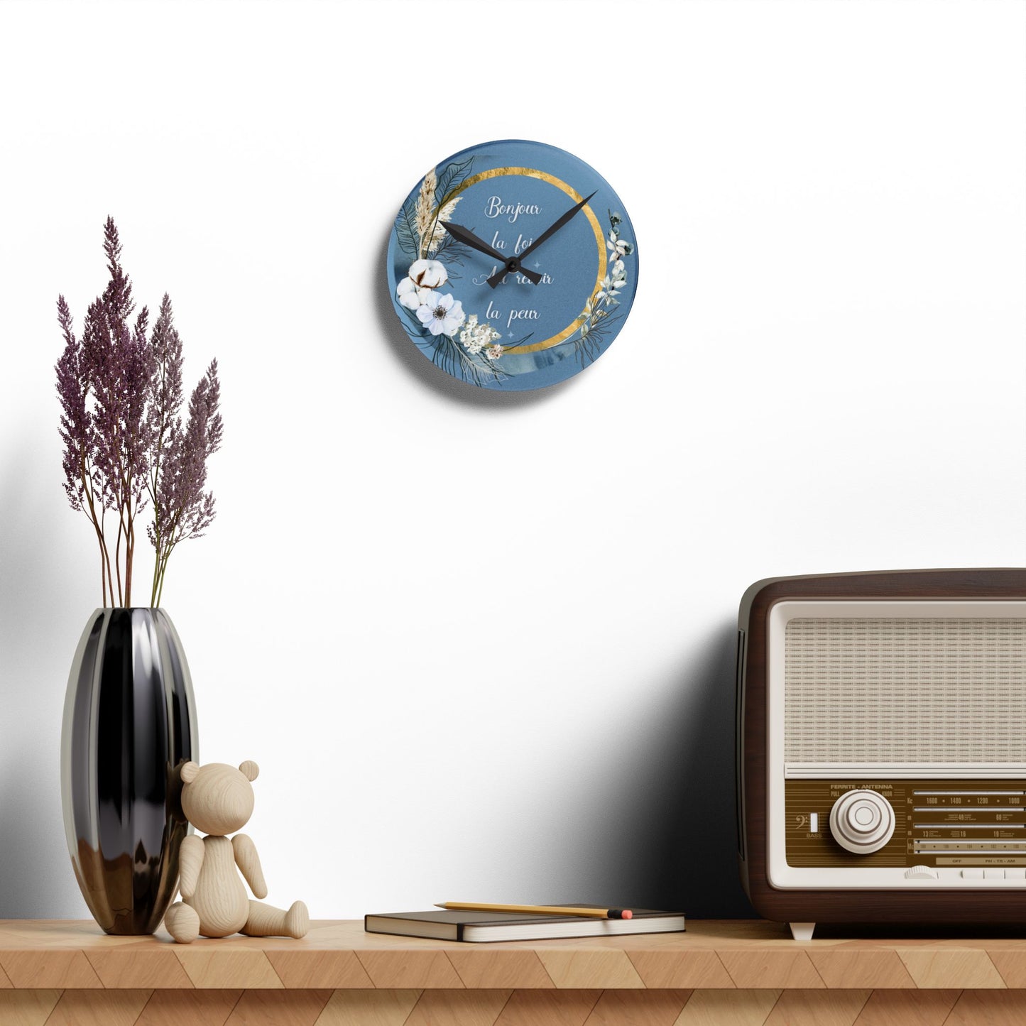 Bonjour la foi Acrylic Wall Clock