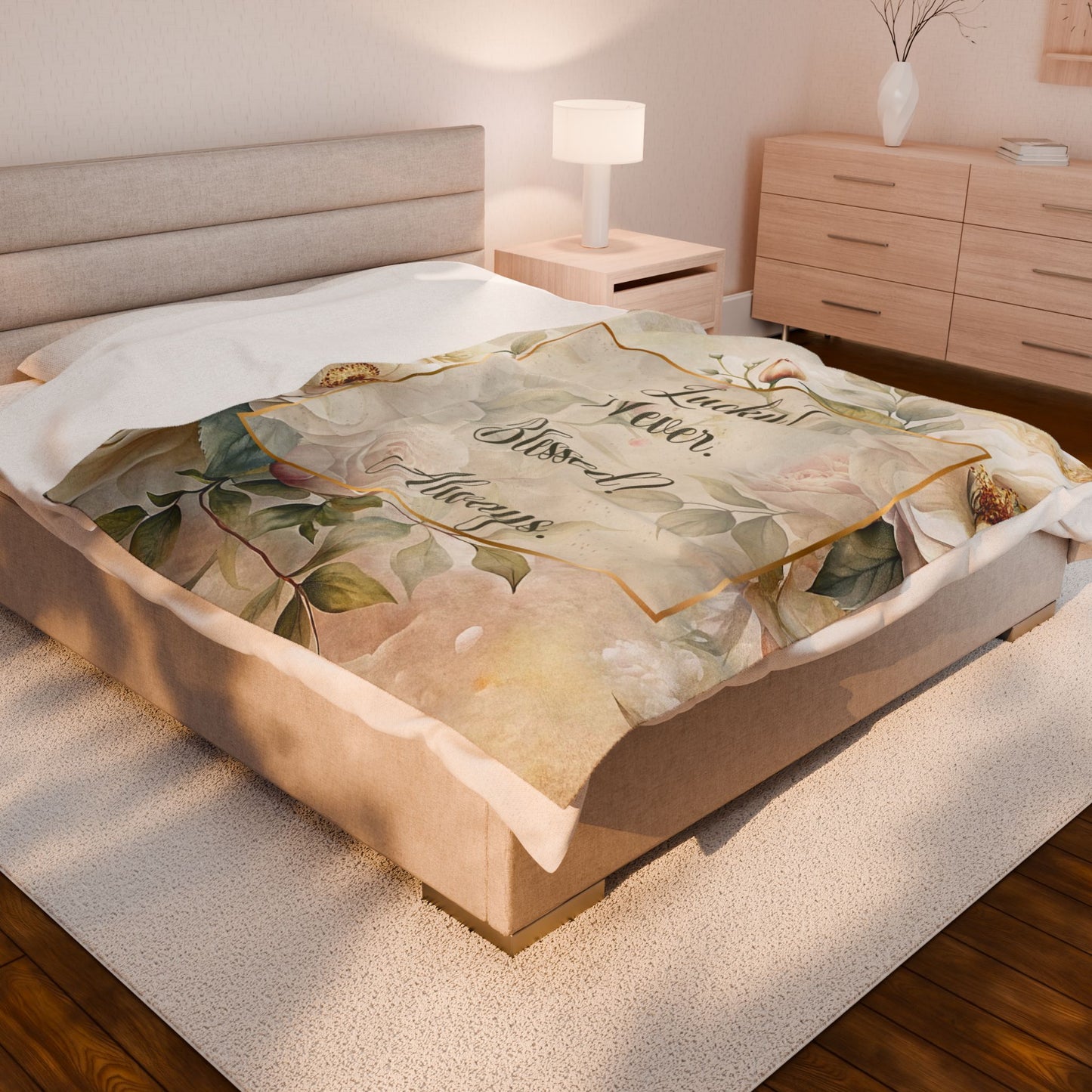 Lucky? Never - Velveteen Plush Blanket