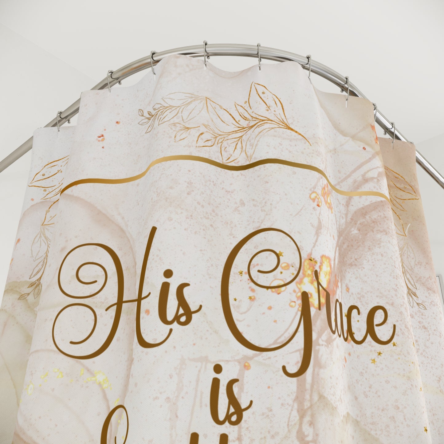 His Grace (Beige/Gold) Shower Curtains