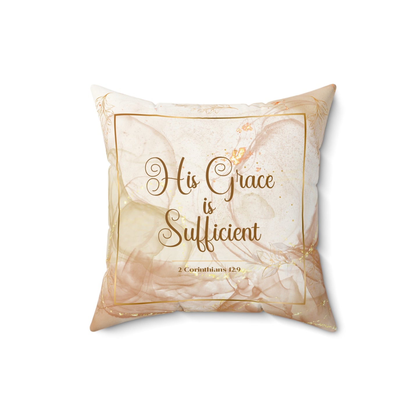 His Grace (Beige/Gold) Faux Suede Square Pillow
