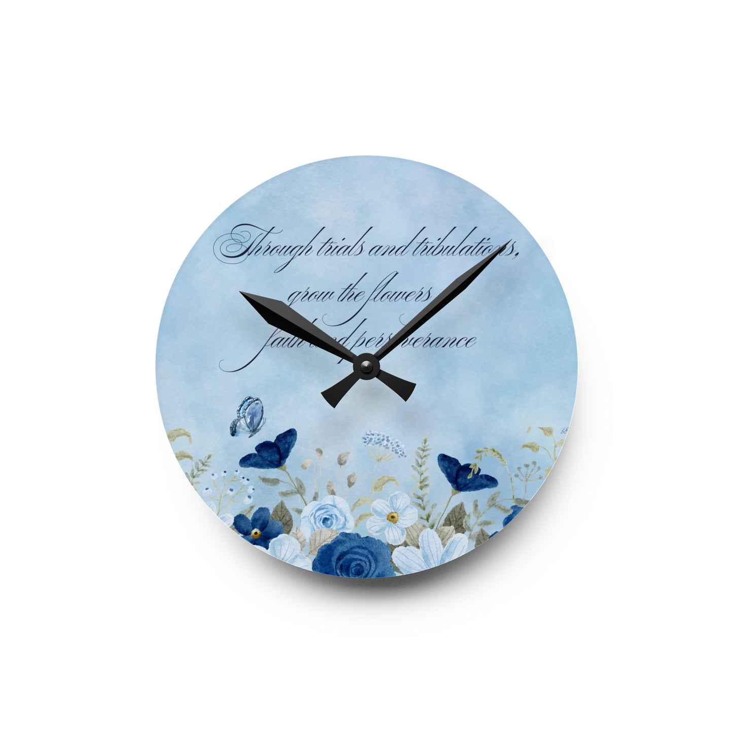 Flowers of Faith Acrylic Wall Clock -