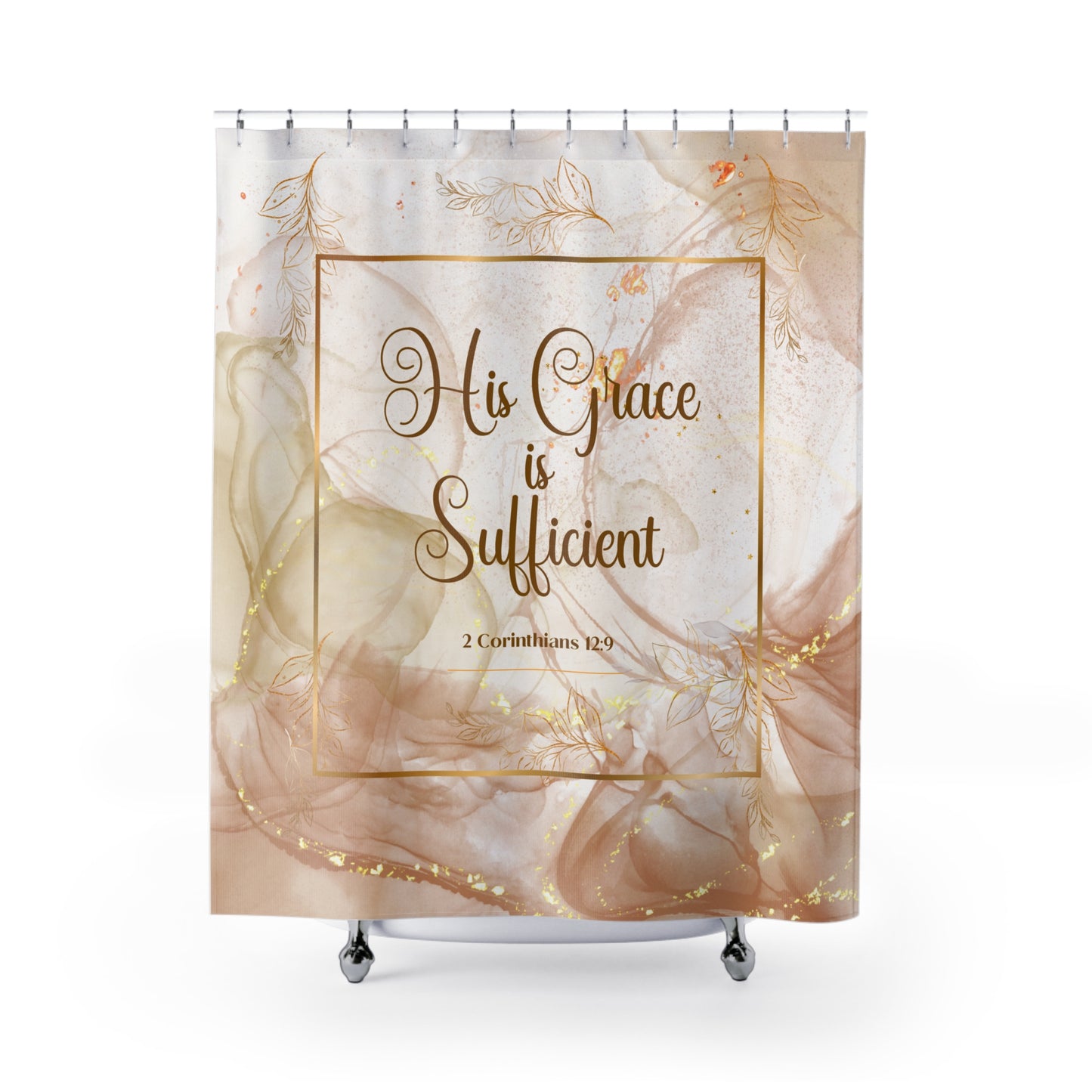His Grace (Beige/Gold) Shower Curtains