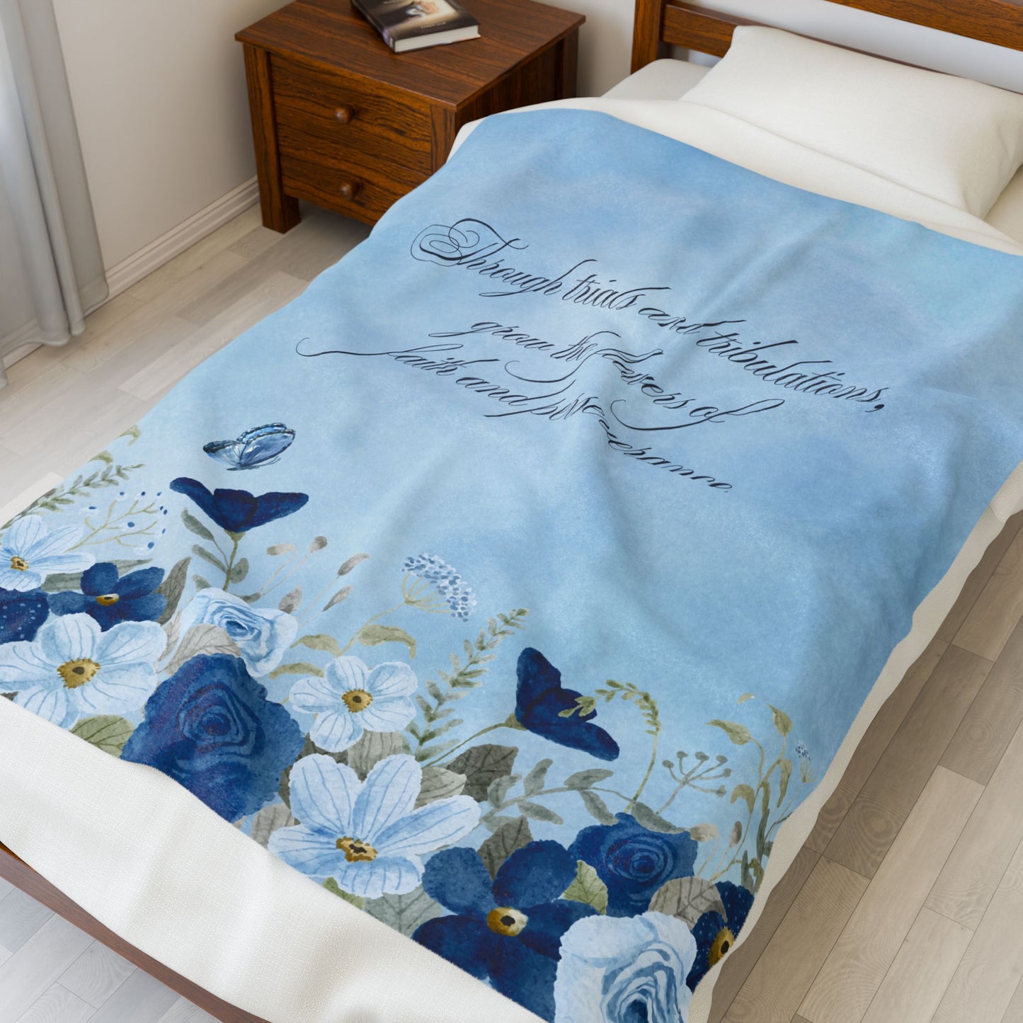 Flowers of Faith Velveteen Plush Blanket
