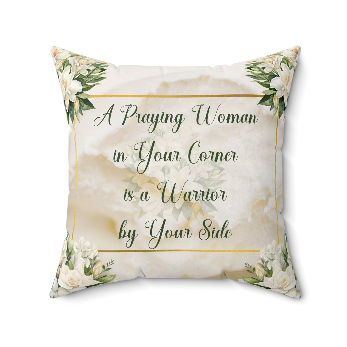 A Praying Woman (cream) Faux Suede Square Pillow