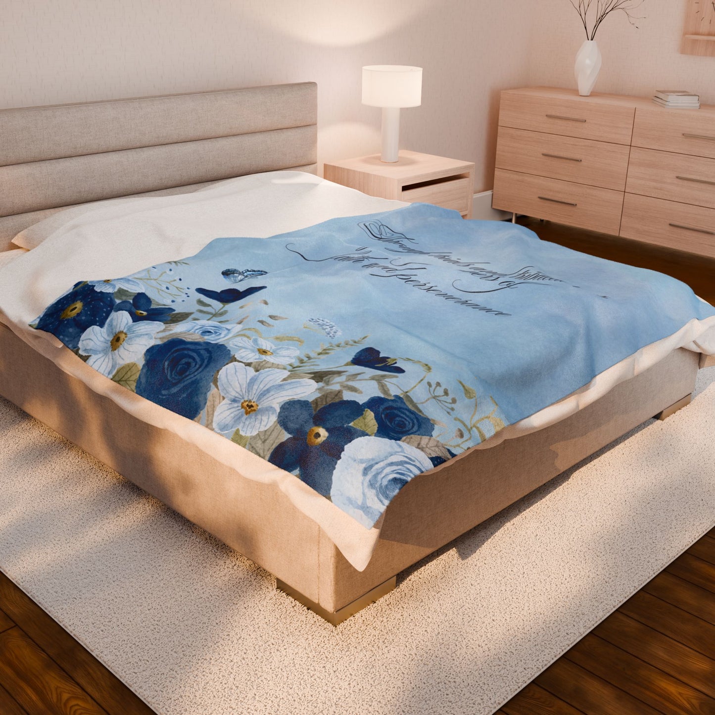 Flowers of Faith Velveteen Plush Blanket