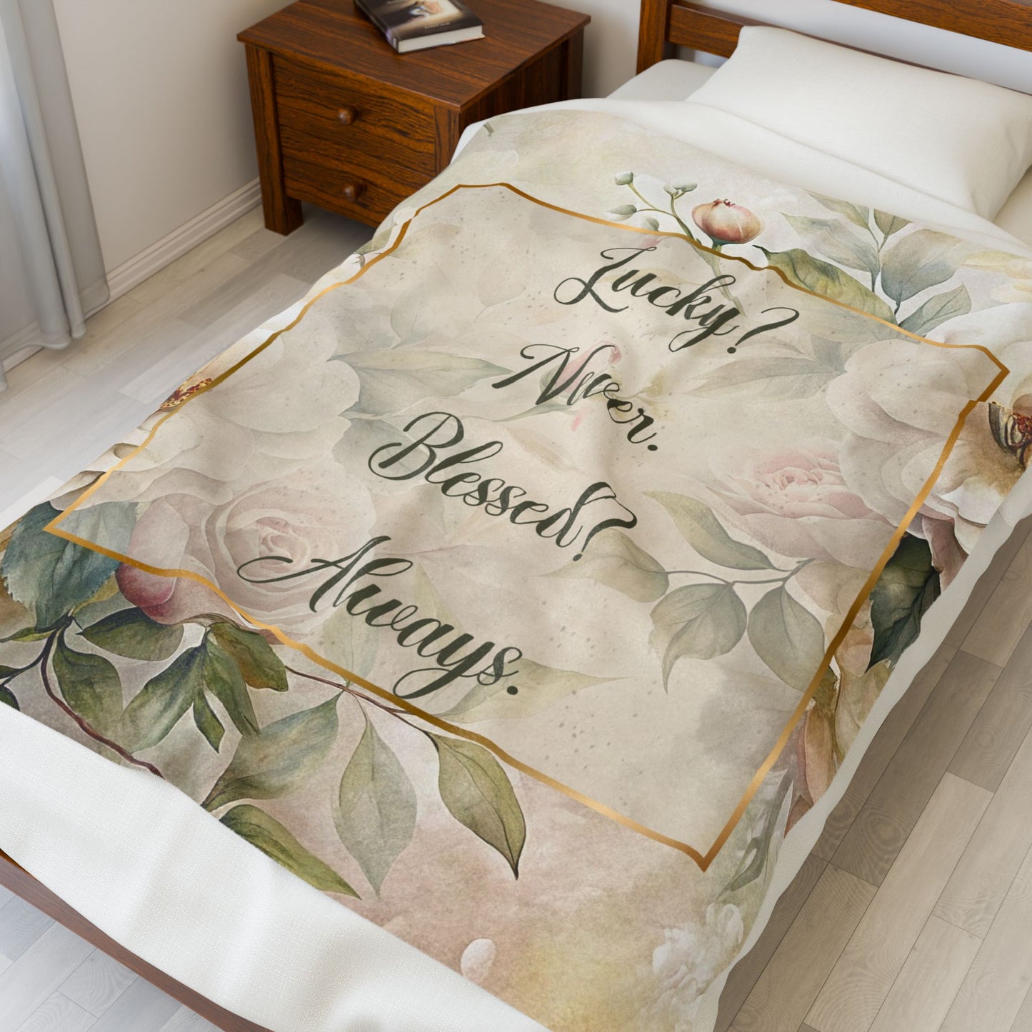 Lucky? Never - Velveteen Plush Blanket
