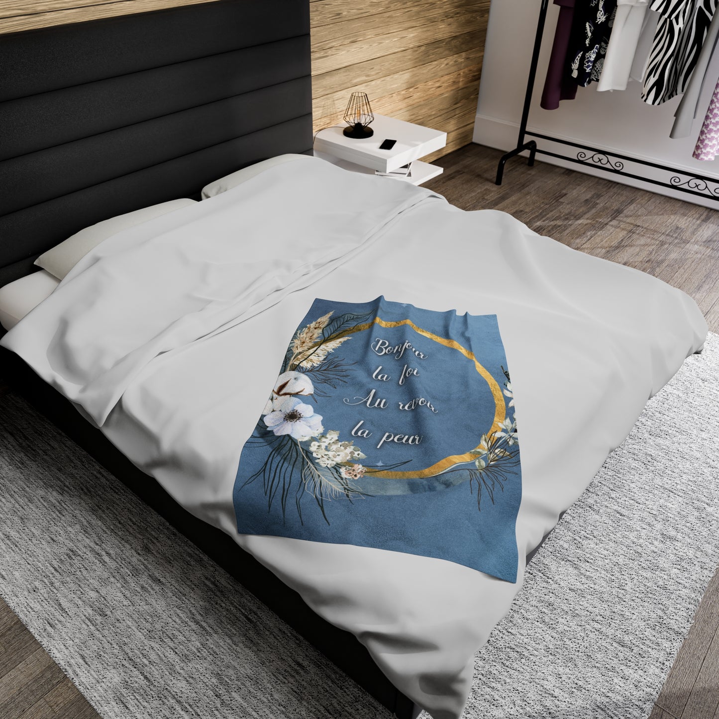 Bonjour la foi Velveteen Plush Blanket