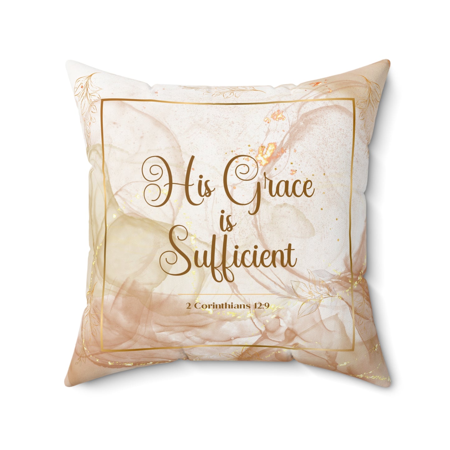 His Grace (Beige/Gold) Polyester Square Pillow