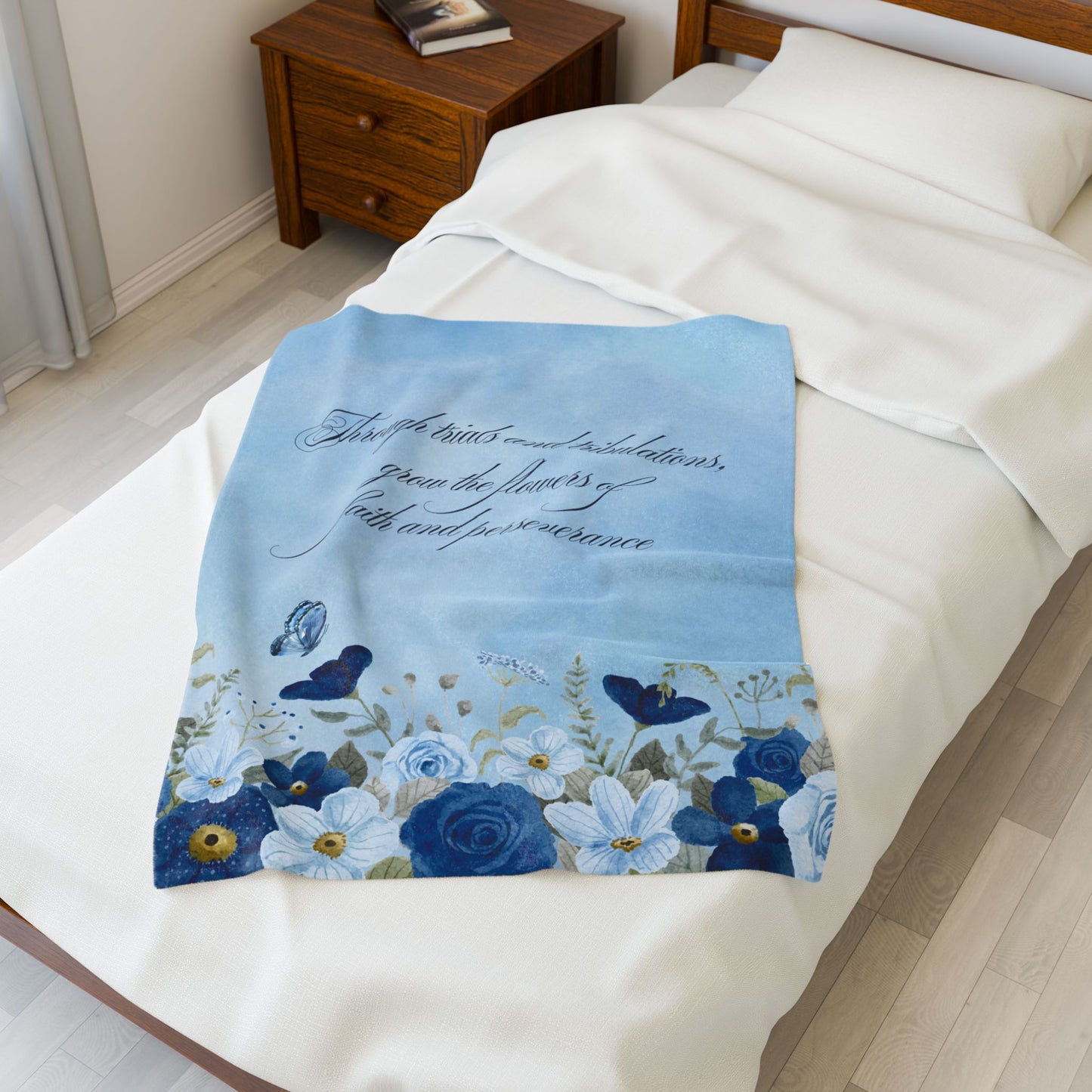 Flowers of Faith Velveteen Plush Blanket