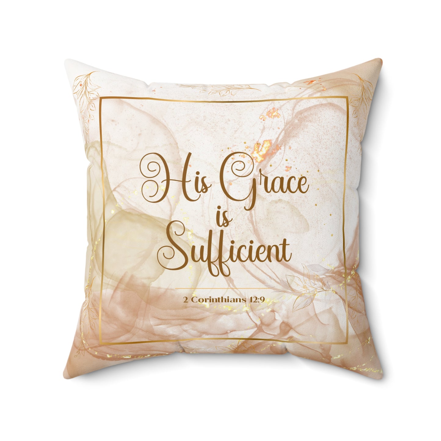 His Grace (Beige/Gold) Polyester Square Pillow