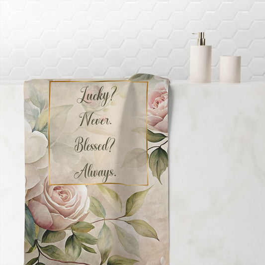 Lucky? Never - Blessed? Always Mink-Cotton Towel