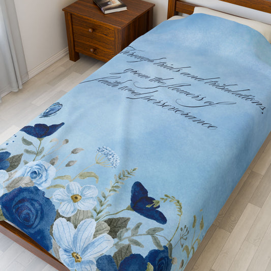 Flowers of Faith Velveteen Plush Blanket