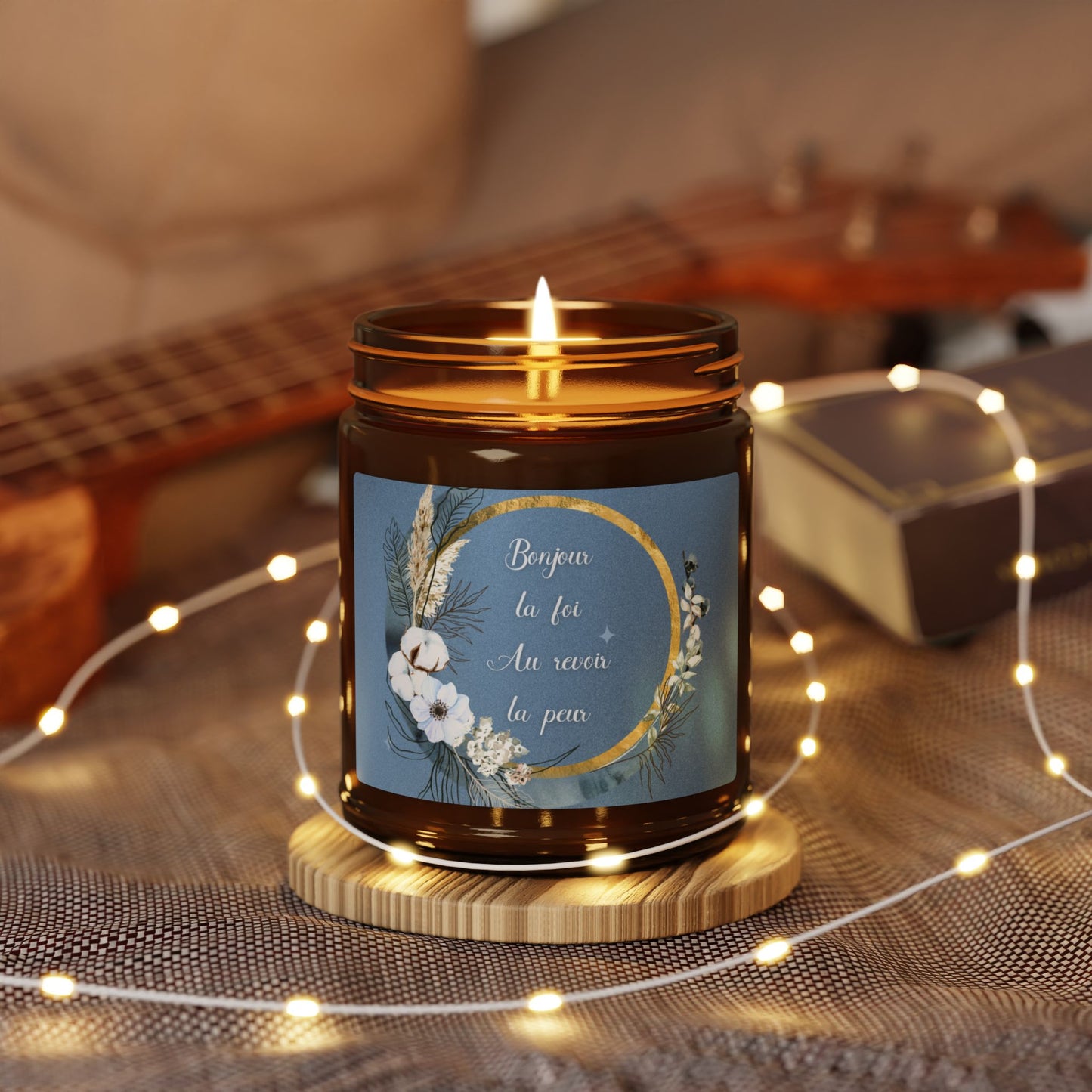 Bonjour la foi Scented Soy Candle (Multi-Size, Amber Jar)
