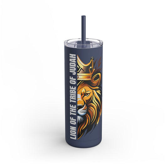 Lion of the Tribe of Judah (White Print) Maars Maker Skinny Matte Tumbler, 20oz
