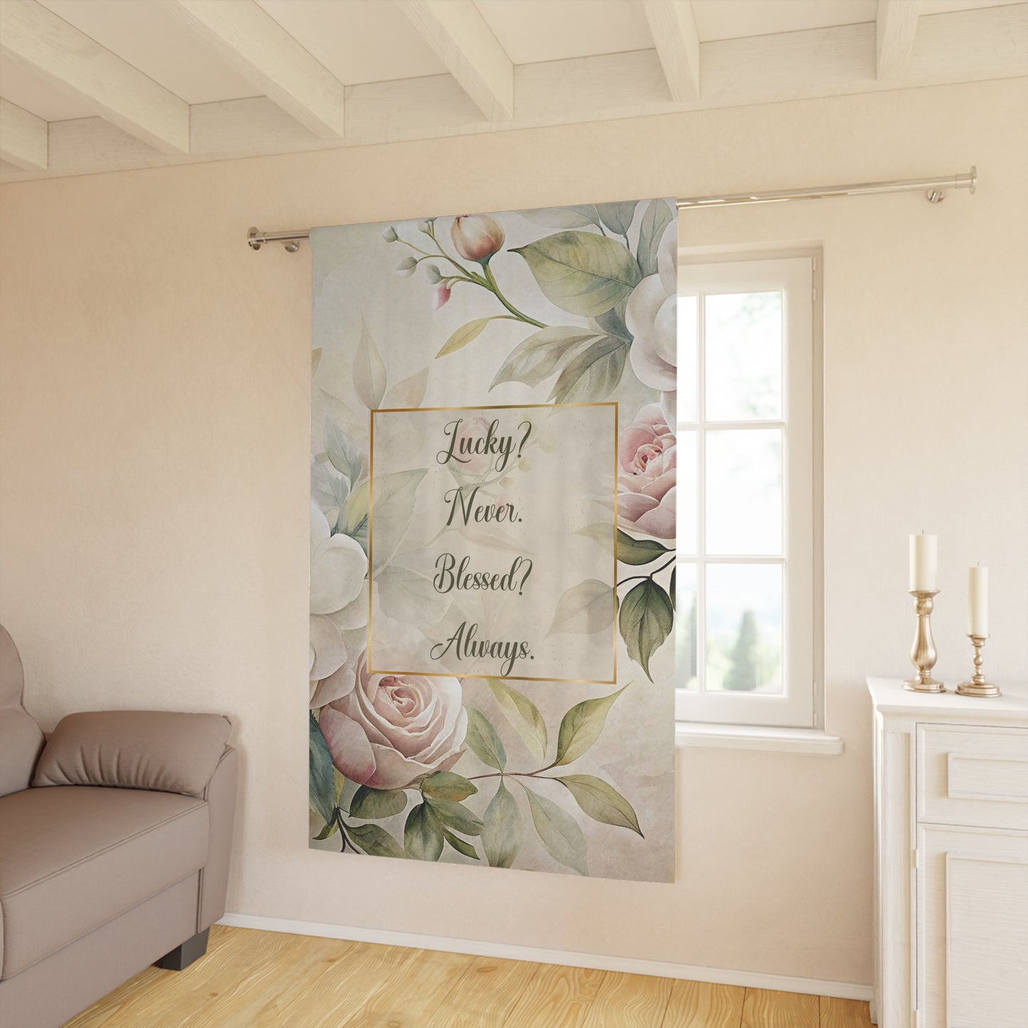 Lucky? Never - Blessed? Always Window Curtains (1 Piece)