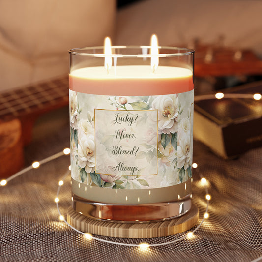 Lucky? Never. Blessed? Always. Scented Candle - Full Glass, 11oz