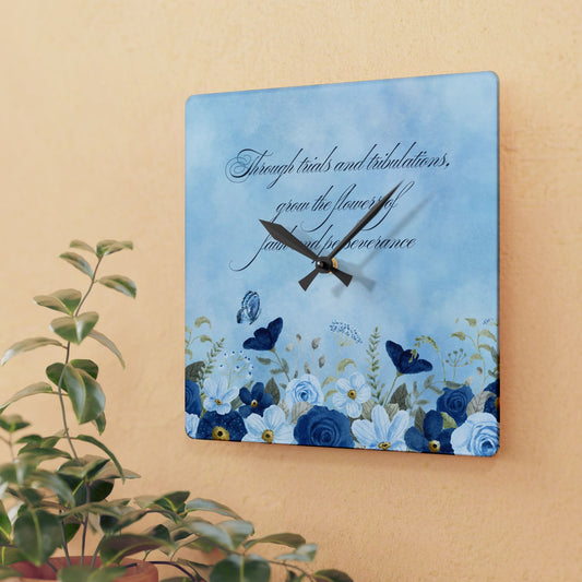 Flowers of Faith Acrylic Wall Clock -