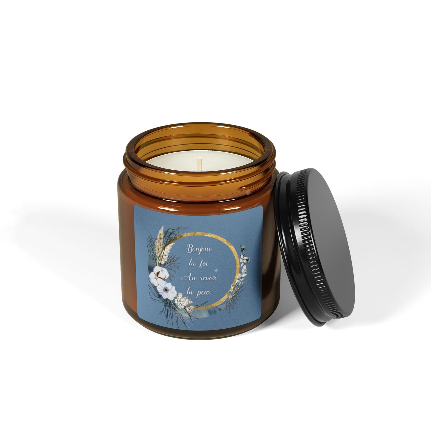 Bonjour la foi Scented Soy Candle (Multi-Size, Amber Jar)
