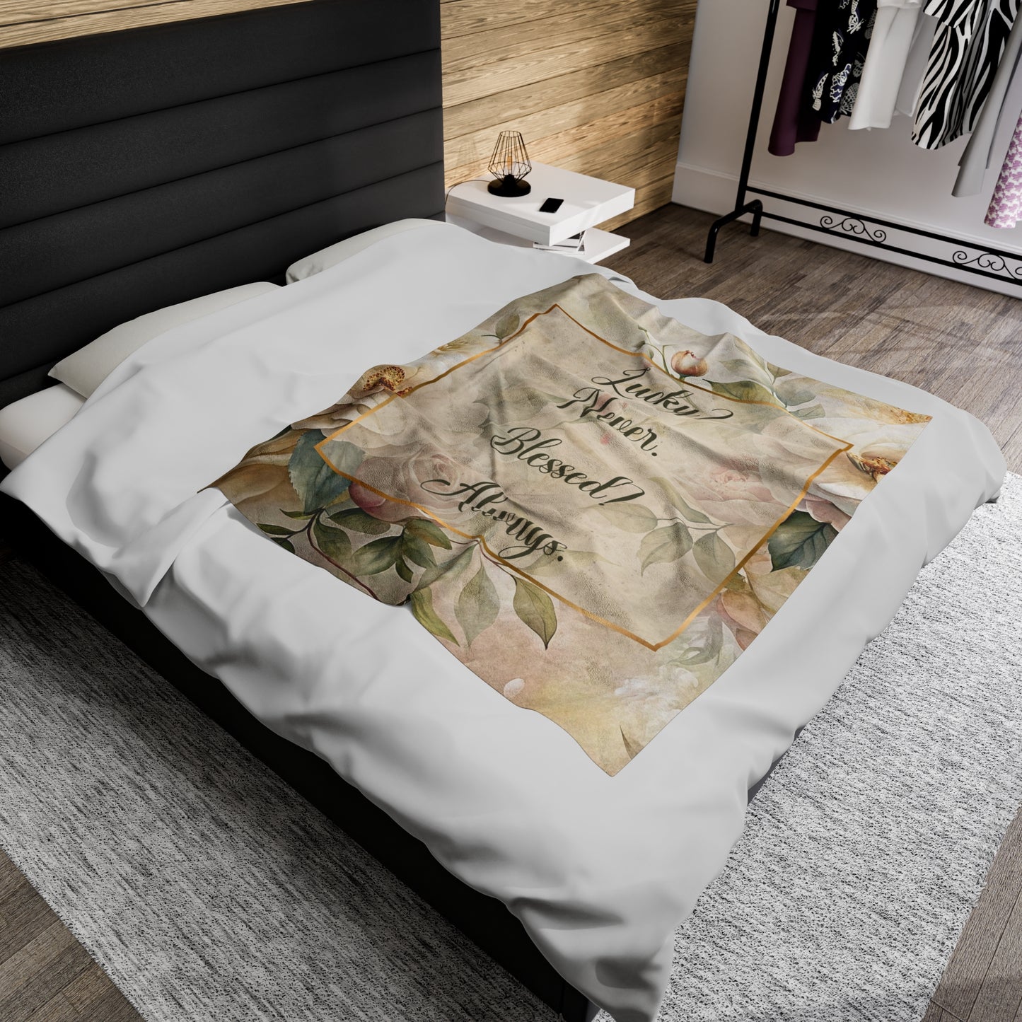Lucky? Never - Velveteen Plush Blanket