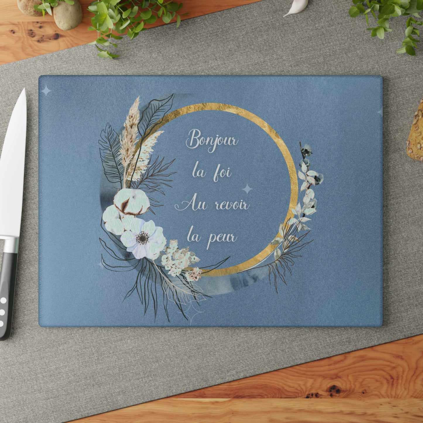 Bonjour la foi Glass Cutting Board