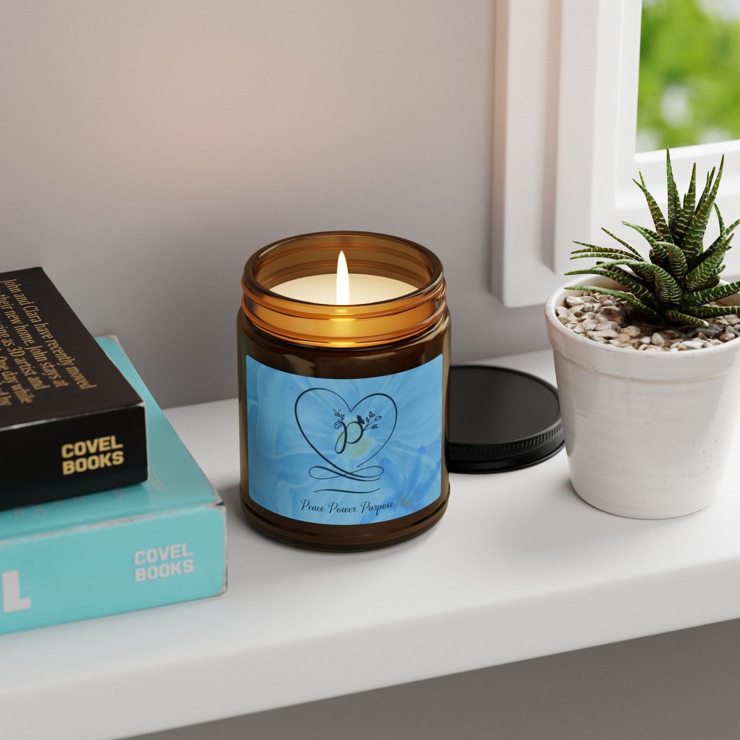 Peace Soy Candle (Multi-Size, Amber Jar)