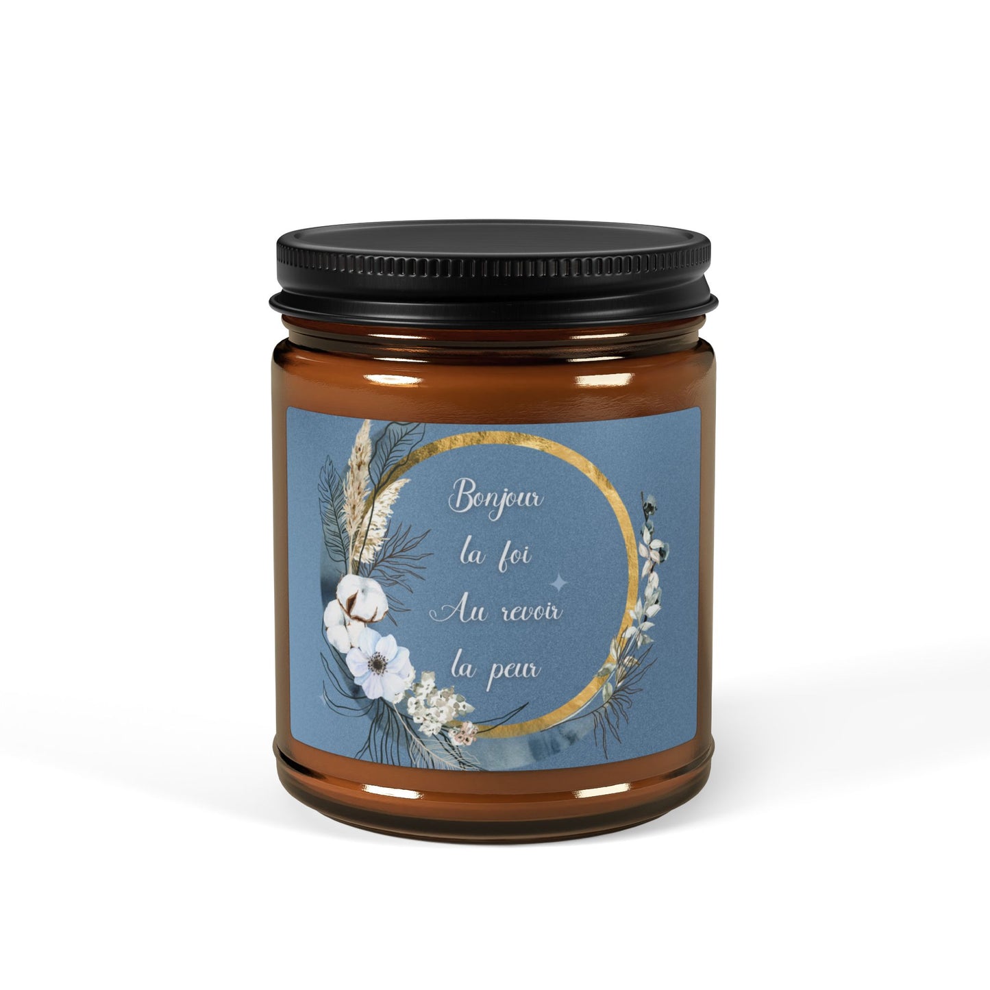 Bonjour la foi Scented Soy Candle (Multi-Size, Amber Jar)