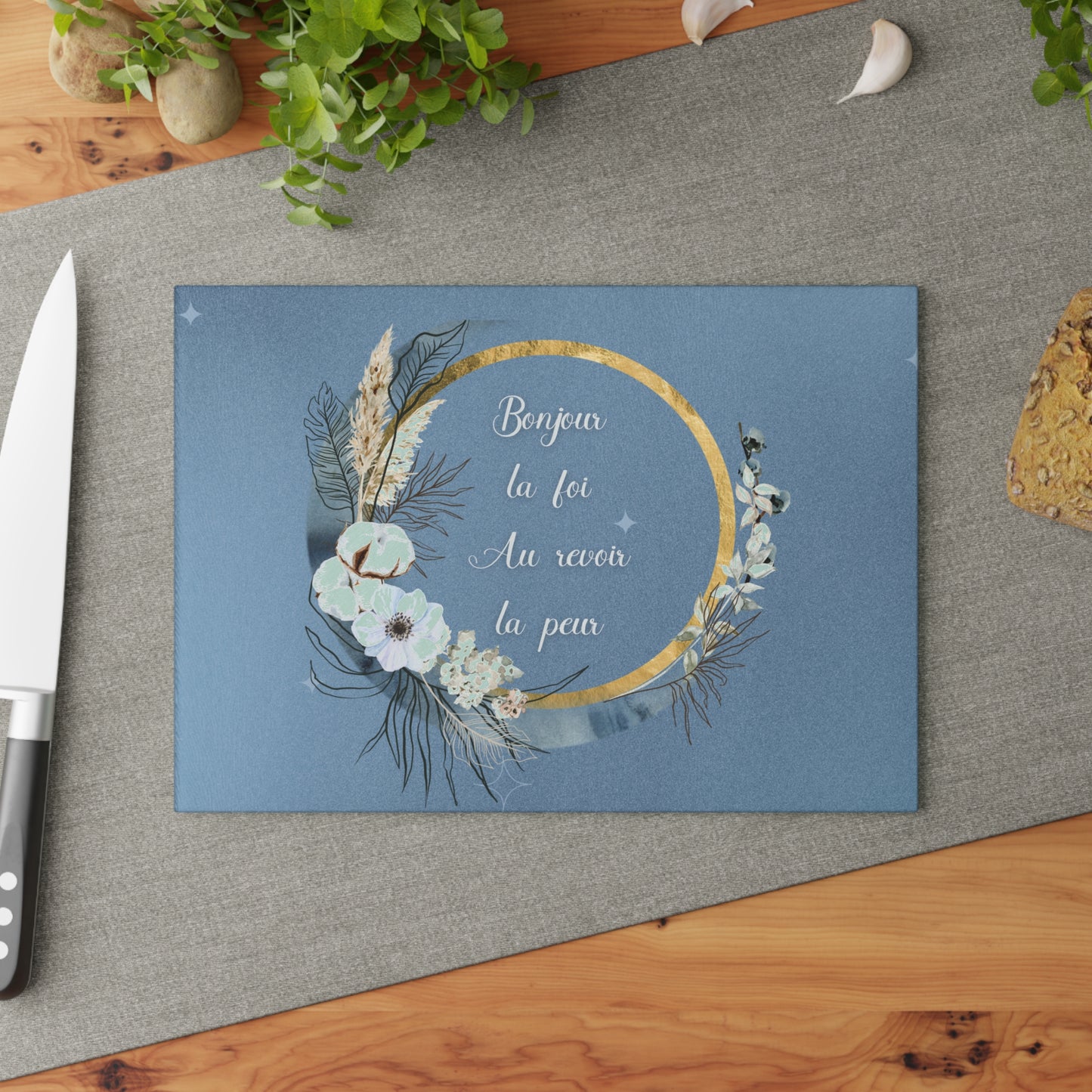 Bonjour la foi Glass Cutting Board