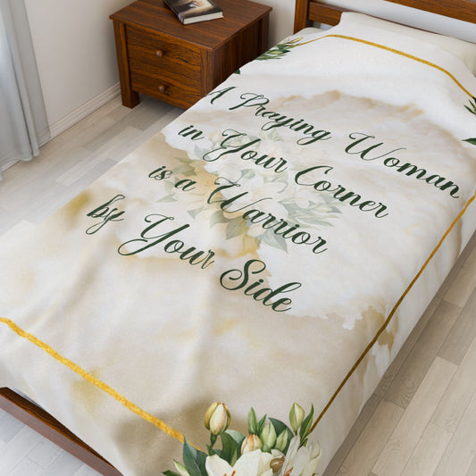 A Praying Woman Velveteen Plush Blanket
