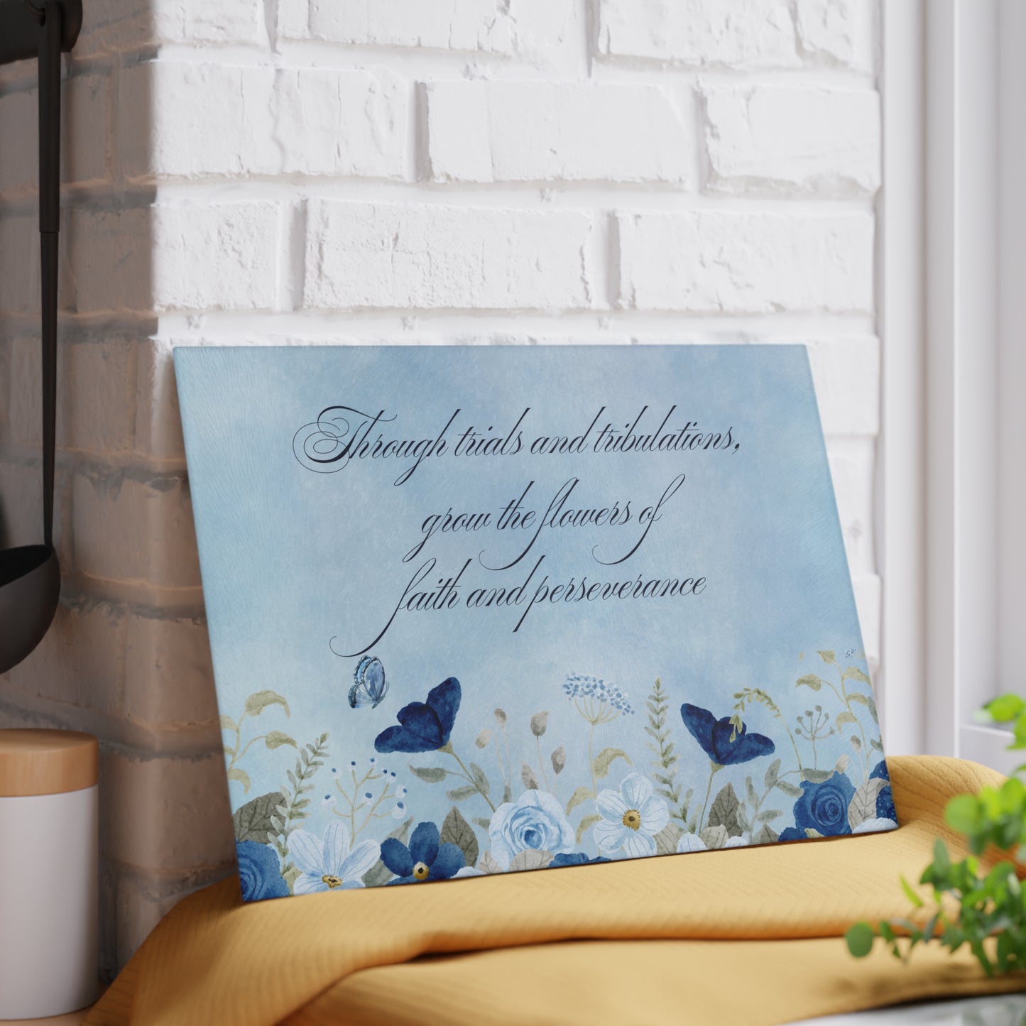 Flowers of Faith Glass Cutting Board