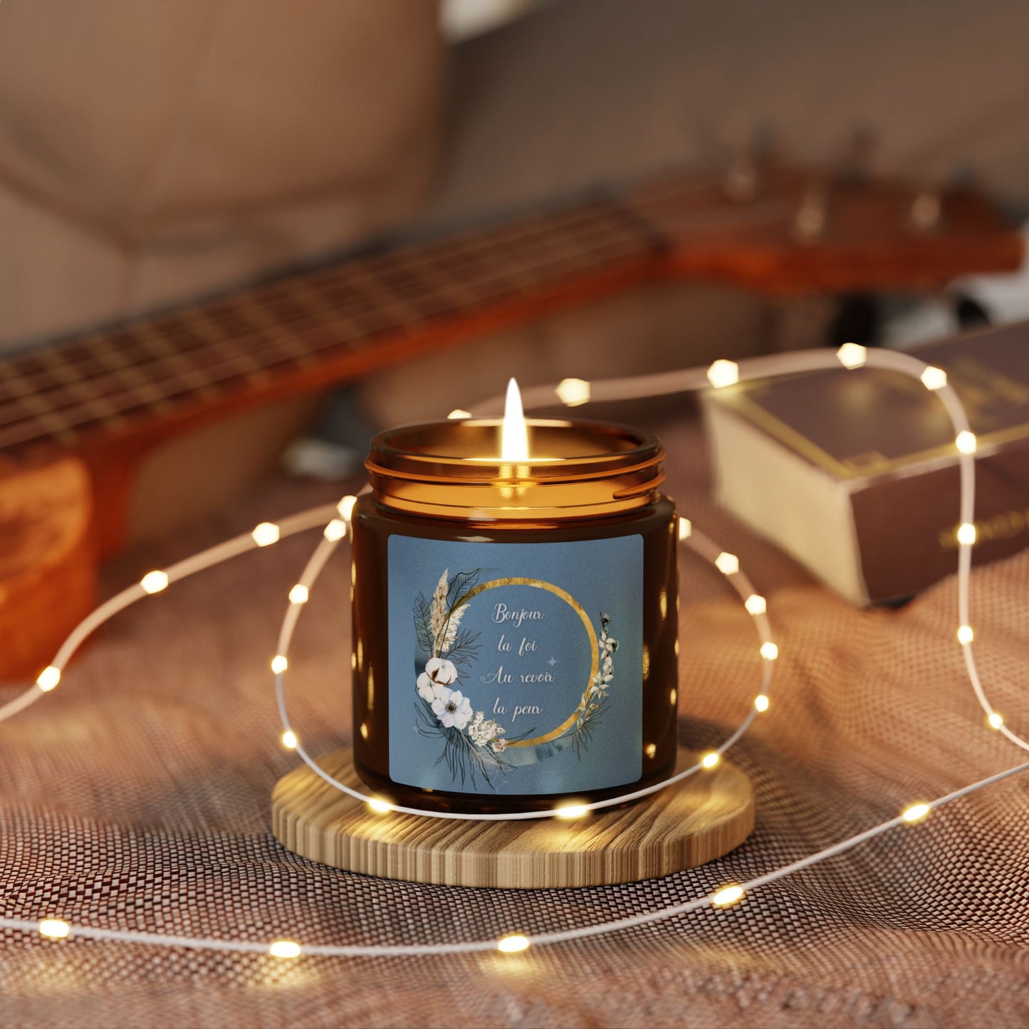 Bonjour la foi Scented Soy Candle (Multi-Size, Amber Jar)