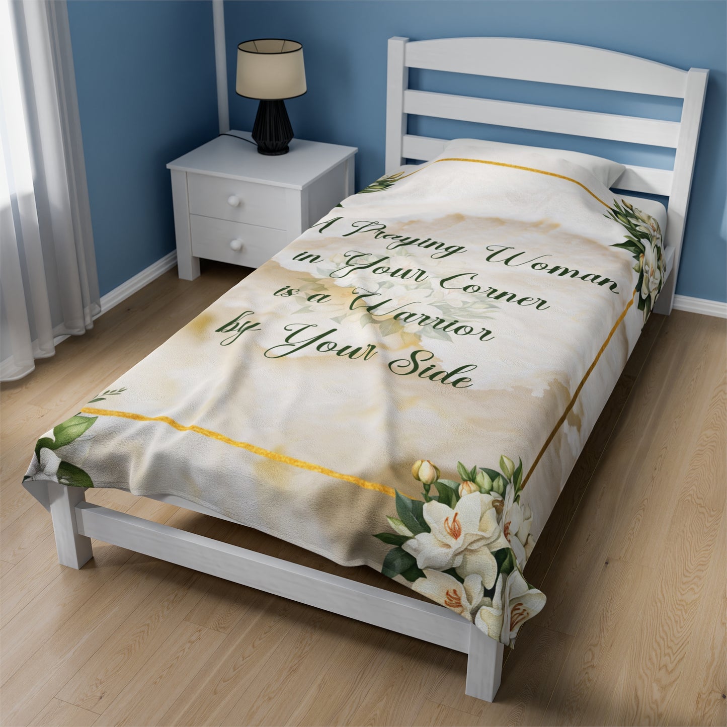 A Praying Woman Velveteen Plush Blanket